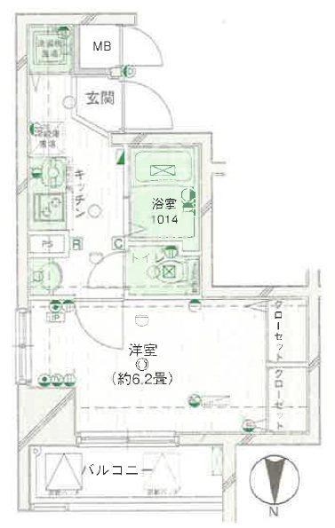 パークウェル曙橋(1K/12階)の間取り写真