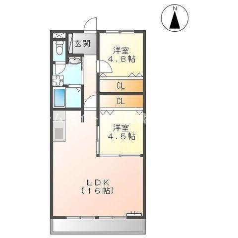 タウンハイツ平南(2LDK/3階)の間取り写真