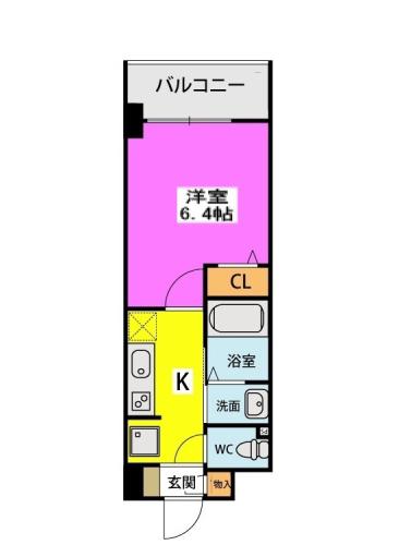 アスミール伊都(1K/8階)の間取り写真