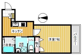 OCEAN BLUE(1K/2階)の間取り写真