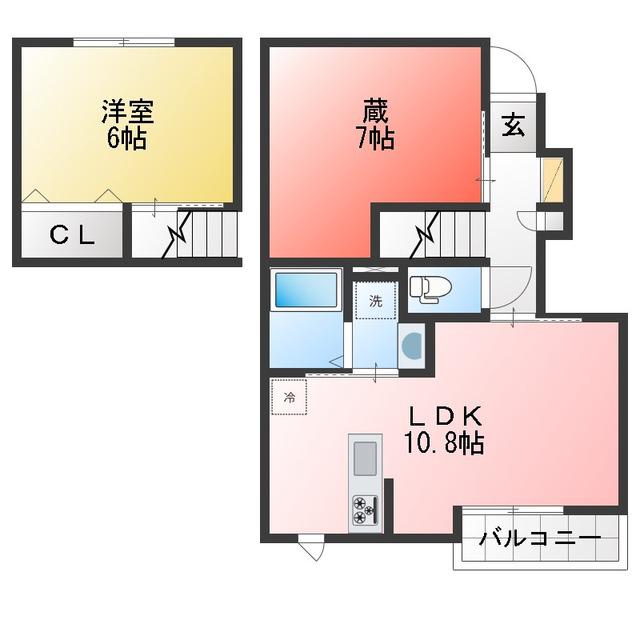 片倉3丁目PJ(1LDK/1階)の間取り写真