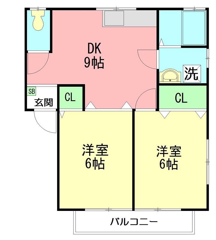 マリーク弐番館(2LDK/1階)の間取り写真