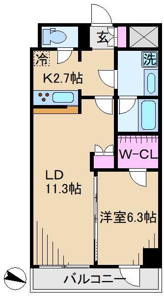 GENOVIA 王子神谷 SKYGARDEN(1LDK/5階)の間取り写真