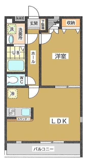ビューグリーン深沢(1LDK/1階)の間取り写真