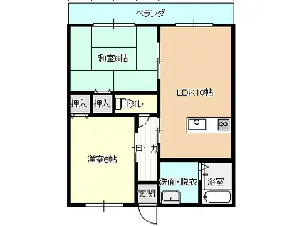 サンパレス21(2LDK/2階)の間取り写真