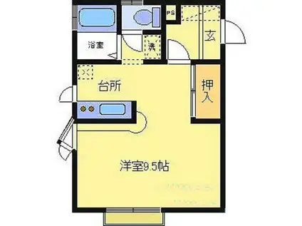 パレスコンフォート(ワンルーム/1階)の間取り写真