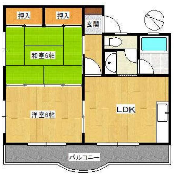 北水前寺マンション(2DK/3階)の間取り写真