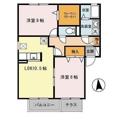 フォンテーヌ C(2LDK/1階)の間取り写真