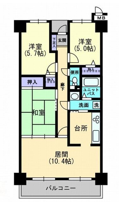 サーパス屋島(3LDK/5階)の間取り写真