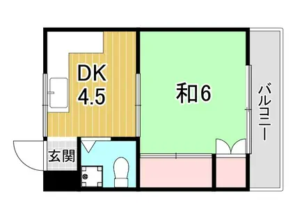モリイアパートメント(1DK/2階)の間取り写真