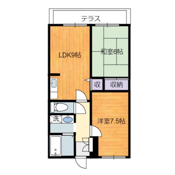 サンビレッジ静岡西A棟(2LDK/2階)の間取り写真