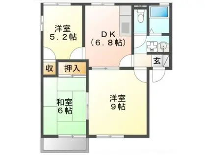 メゾン7A棟(3DK/2階)の間取り写真