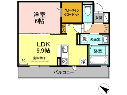ハコマルシェ(1LDK/1階)の間取り写真