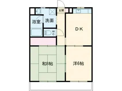 ハッピネス(2DK/1階)の間取り写真