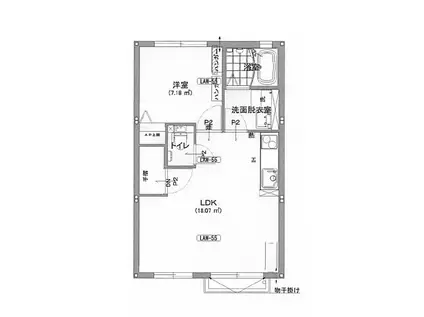 ＪＲ東北本線 小牛田駅 徒歩2分 2階建 築3年(1LDK/2階)の間取り写真