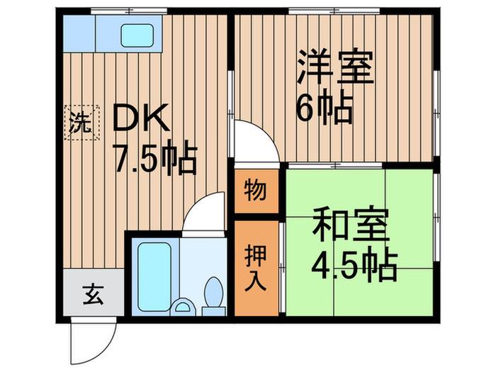 高橋コーポ(2DK/1階)の間取り写真