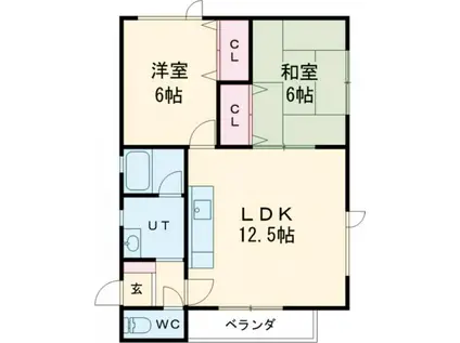 メゾンELLEII(2LDK/2階)の間取り写真