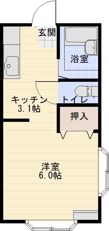 マンション輝21(1K/2階)の間取り写真