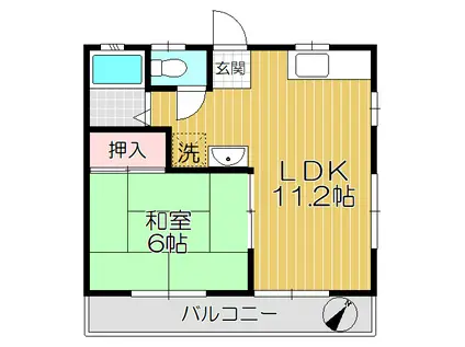 マロンハイツ2(1LDK/2階)の間取り写真