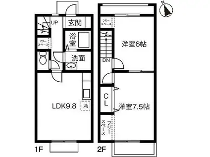 VERDEみどり野IIA(2LDK/2階)の間取り写真