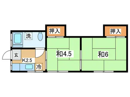 グリーンコーポ(2K/2階)の間取り写真