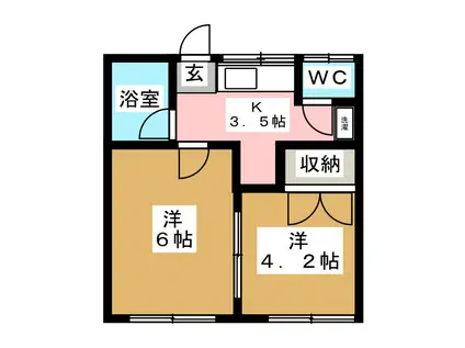 ピュアアップル館(2K/2階)の間取り写真