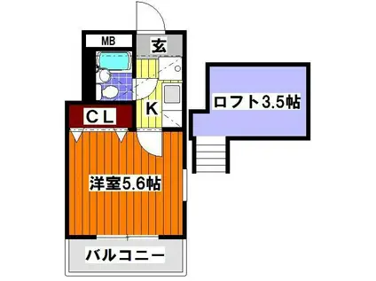 ハウスM1(ワンルーム/1階)の間取り写真