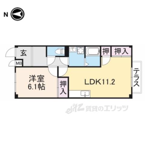 クレストコート(1LDK/1階)の間取り写真