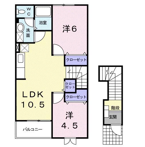 クレールレジェルテ(2LDK/2階)の間取り写真