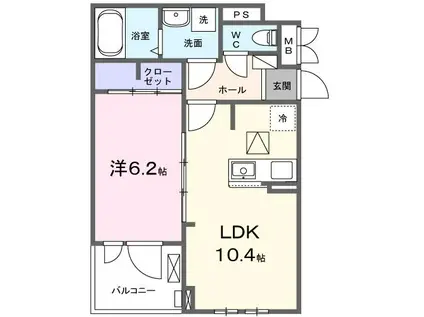 サンク フィチオ(1LDK/1階)の間取り写真