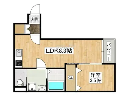 H-MAISON加美正覚寺XI(1LDK/2階)の間取り写真
