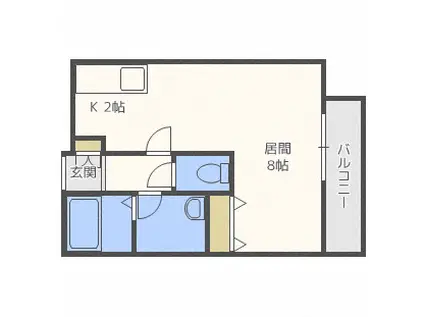 ラウルあいの里(1K/2階)の間取り写真
