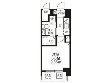 ハーモニーレジデンス新横浜(1K/6階)の間取り写真