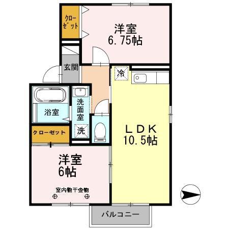 サンパティークA(2LDK/1階)の間取り写真