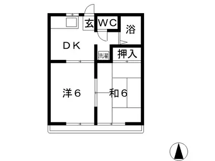 木村コーポ(2K/1階)の間取り写真