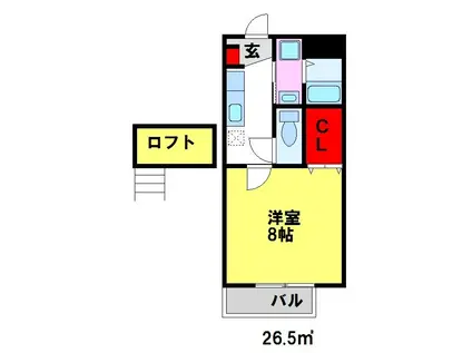 メゾンファンダー(1K/2階)の間取り写真