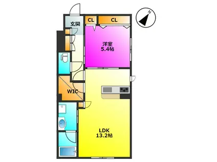 S-ROOM曰佐 A(1LDK/3階)の間取り写真