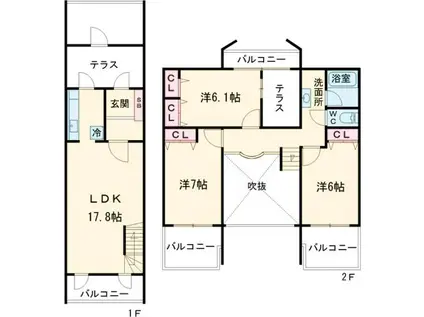 メゾネットミユキ(3LDK/1階)の間取り写真