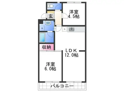 サイカプラザ(2LDK/3階)の間取り写真