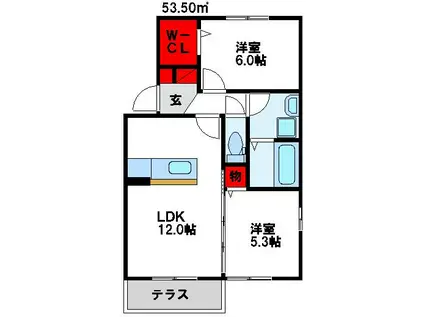 ウィットエブリB(2LDK/1階)の間取り写真