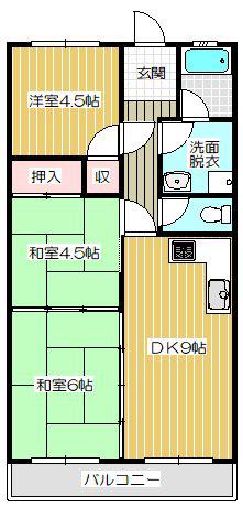 スターハイム(3DK/2階)の間取り写真