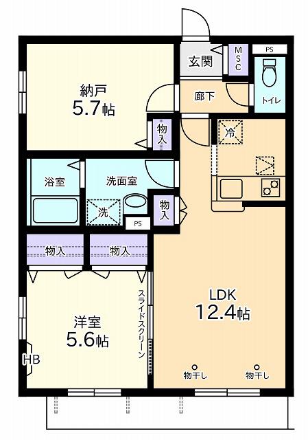 プラティーク唐木田(2LDK/2階)の間取り写真