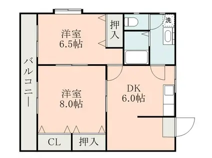 福永ビル5階建(2DK/2階)の間取り写真