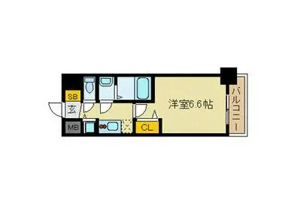 プレサンス名古屋STATIONフレア(1K/2階)の間取り写真