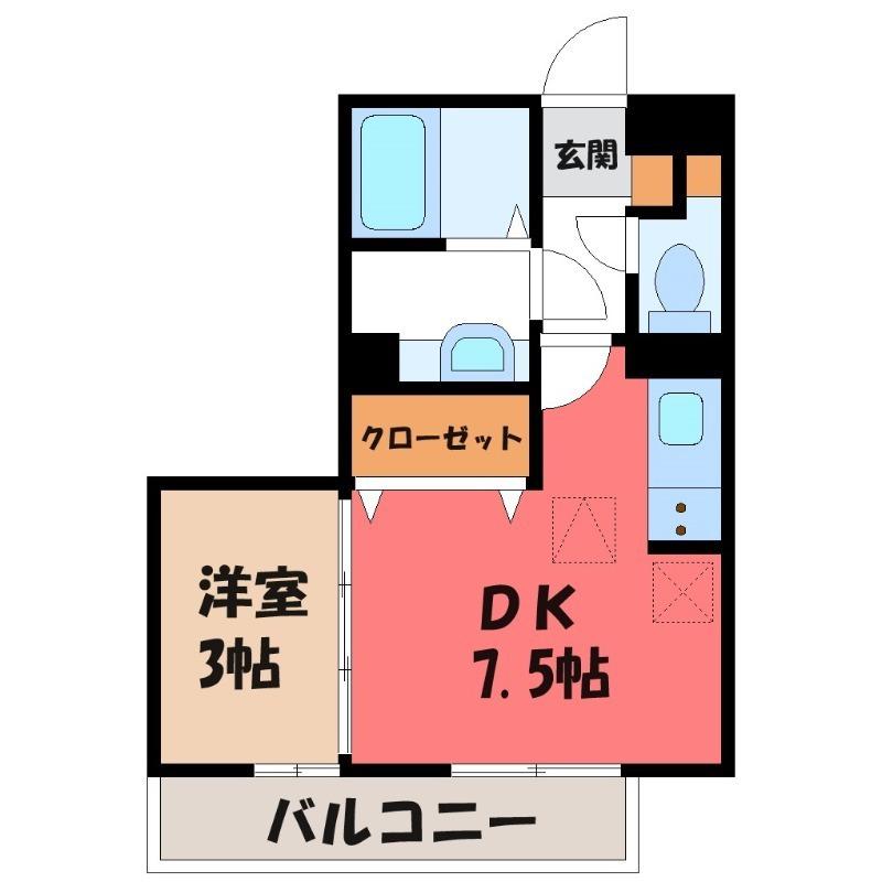 エピナール E(1DK/1階)の間取り写真