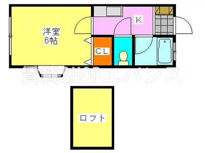カサフローラ安斎(1K/2階)の間取り写真