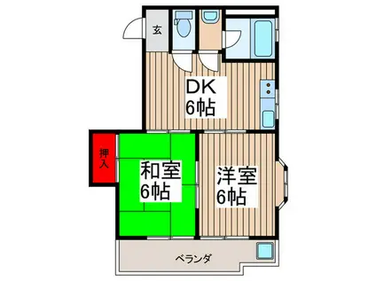 フジハイコート(2DK/3階)の間取り写真