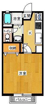 ジュネスNANBA(1K/2階)の間取り写真