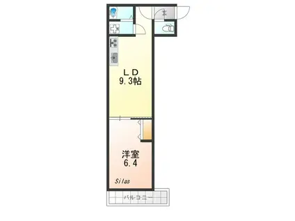 MIREI烏丸五条(1LDK/2階)の間取り写真