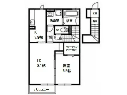 メゾン昴(1LDK/2階)の間取り写真